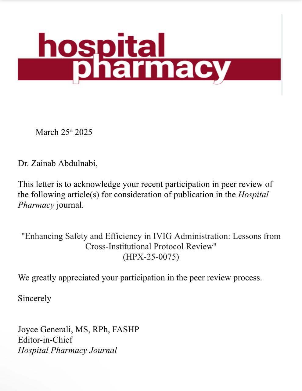 مقيم علمي لمجلة صيدلانية بريطانية