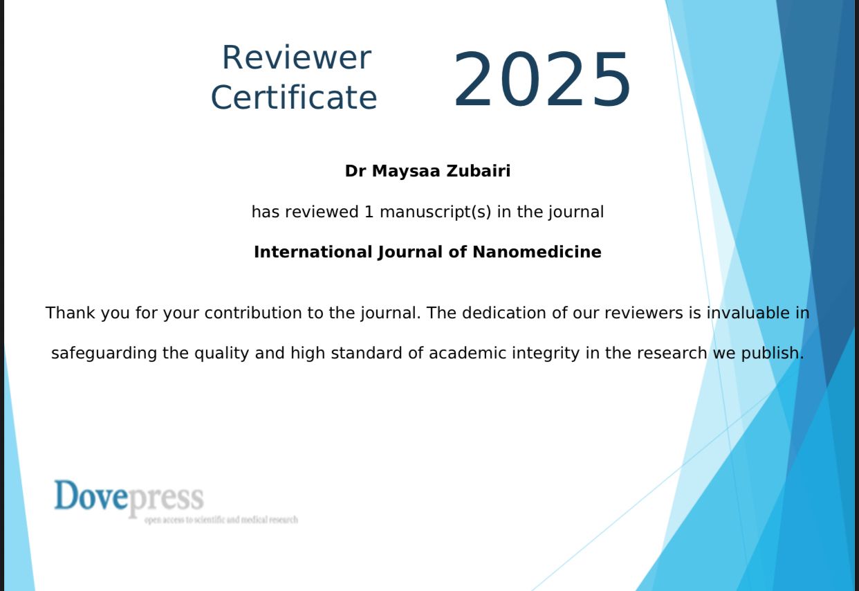 مقيم علمي لمجلة طب النانو في كلية الصيدلة